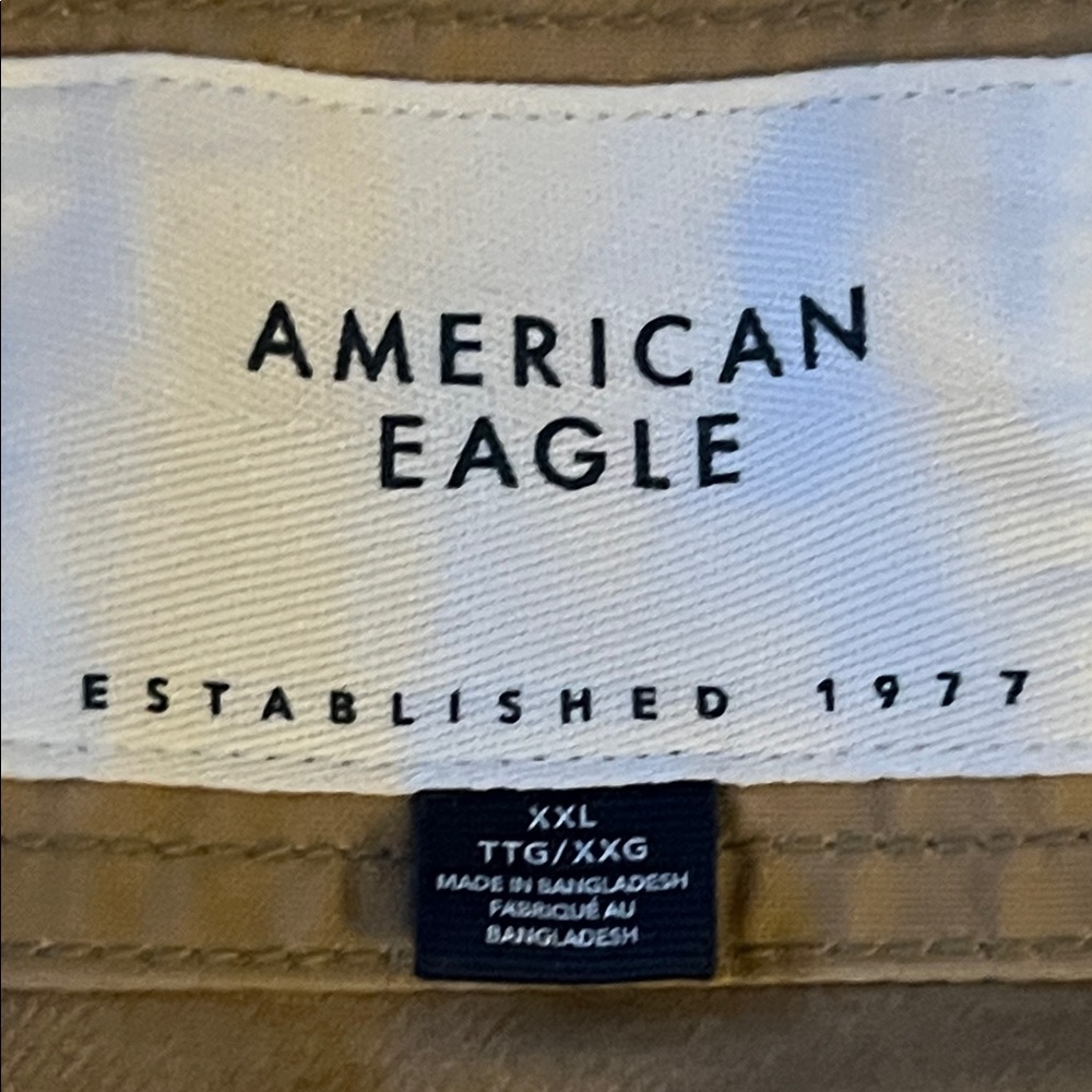 LK NW 🦅 AMERICAN EAGLE COTTON KHAKI CAMEL TAN LINED JACKET w/CORDUROY COLLAR XXL - Picture 14 of 15